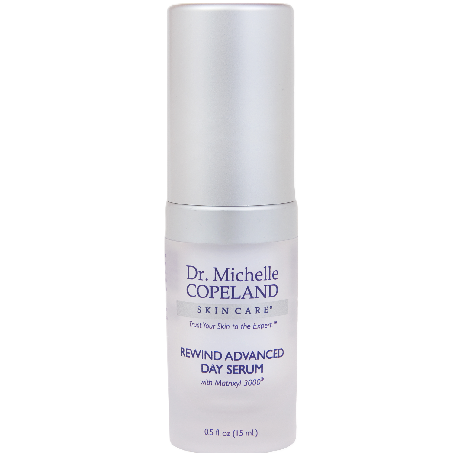 Dr. Michelle Copeland Rewind Advanced Day Serum bottle on a white background