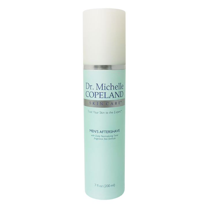 Dr. Michelle Copeland aftershave bottle on a white background